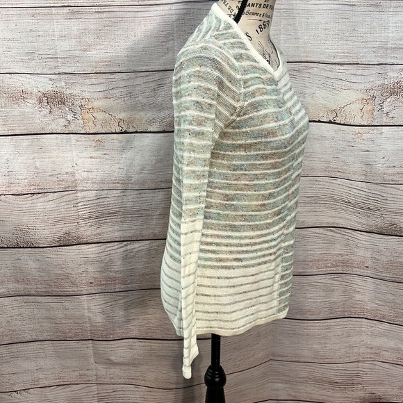 Peace of Cloth Sweater Sequins Crewneck Striped Pop of Sparkle Cotton Linen XS - Picture 4 of 9